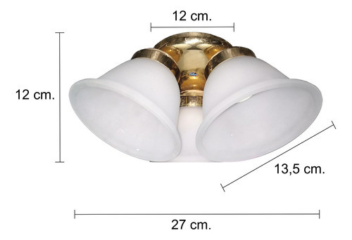 Aplique Con 3 Luces Tulipas Vidrio Para Ventilador De Techo 1