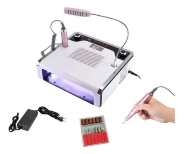 Torno Para Uñas 4 En 1 Lámpara Uv 108w  Led Aspiradora 0