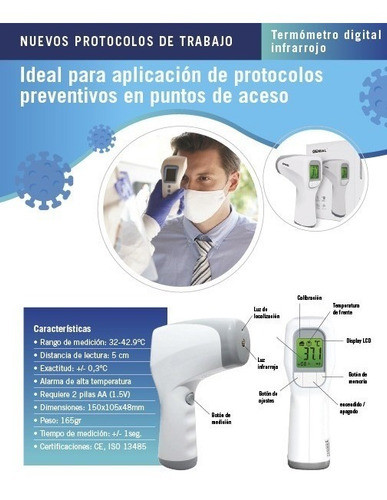 Termómetro Pistola Infrarrojo Temperatura Certificado 1