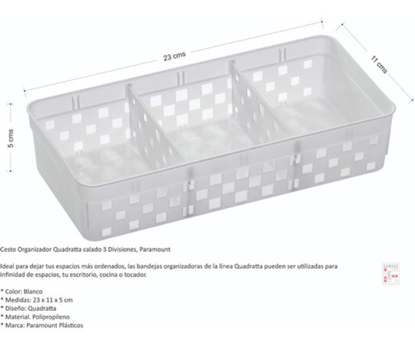 Caja Organizadora Cesto Quadratta 3 Divisiones Garageimpo 1