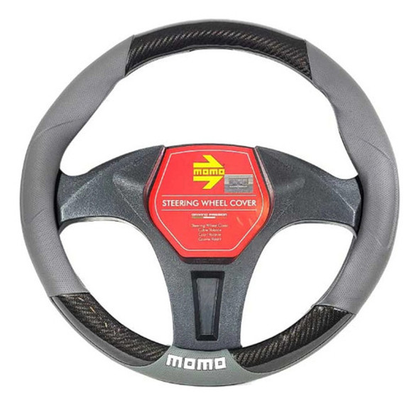 Cubrevolante Momo Auto Negro Y Gris Deportivo 0