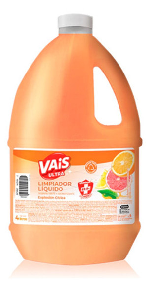 Limpiador Líquido Desinfectante Cítrico 4l Vais X 2u 1