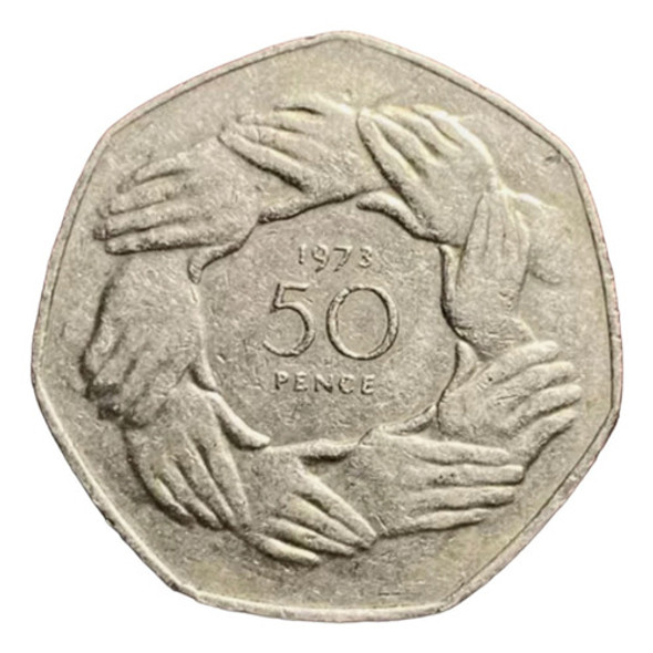 Moneda 50 Peniques 1973 Inglaterra Km 918 Comunidad Europea 0