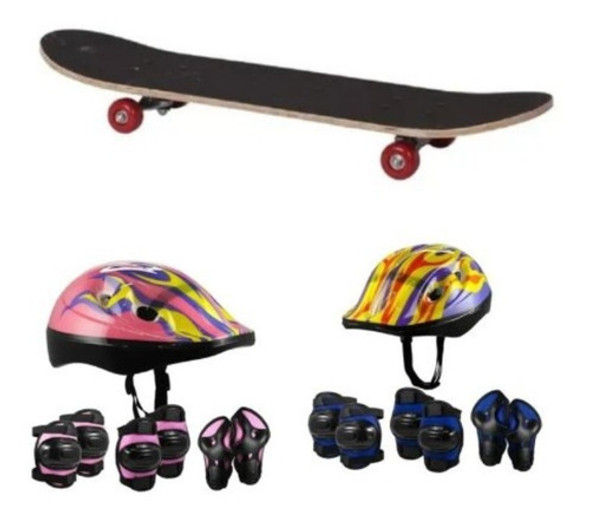 Skate Patineta  Con Lija + Set Protectores+ Casco 0 Skate Patineta  Con Lija + Set Protectores+ Casco 0