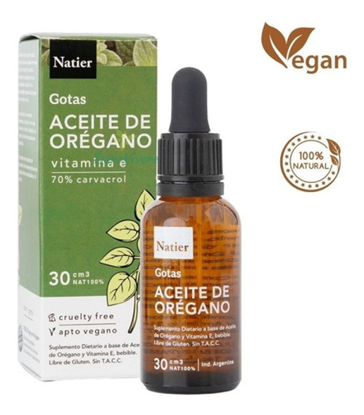 Aceite Esencial De Oregano Natier 30ml 70% Carvacrol 0