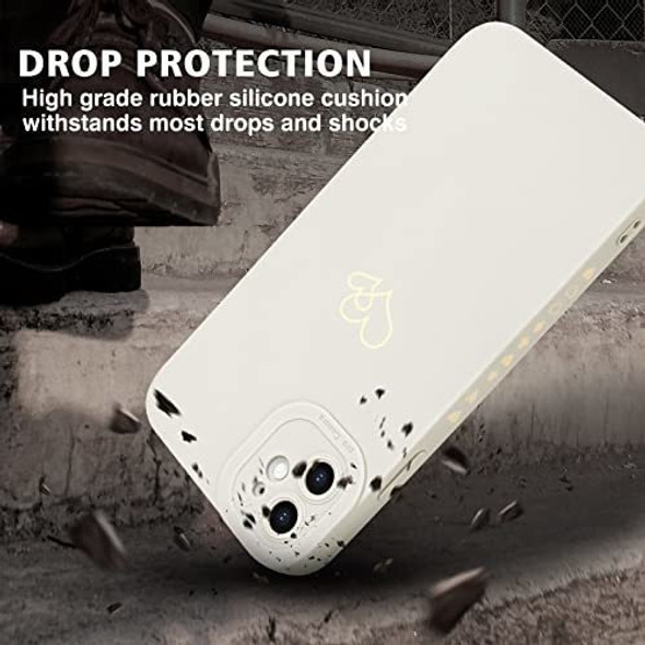 Funda Para iPhone 11 Silicona De Corazones Dorados - Blanco 1