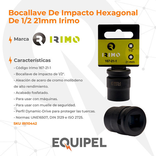 Bocallave De Impacto Hexagonal De 1/2 21mm Irimo 1