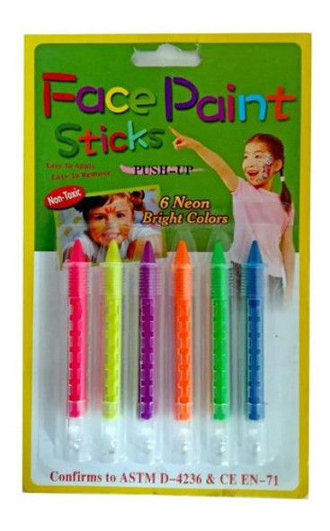 Cotillón Mágico Pintura Facial Lápiz Flúor- Pack 6 Unidades 1