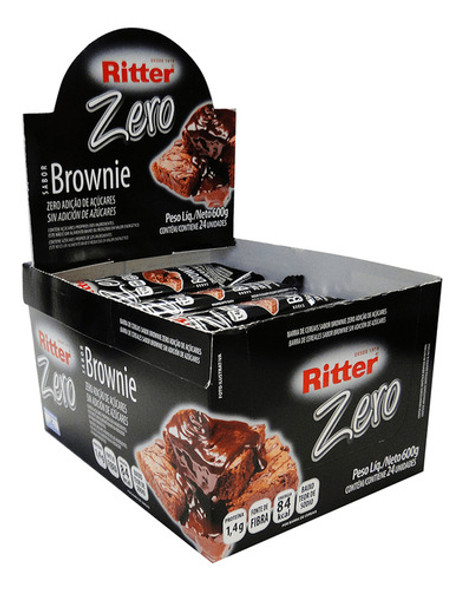 Barra Cereal Zero Brownie Ritter 25 Grs X 24 Un 0
