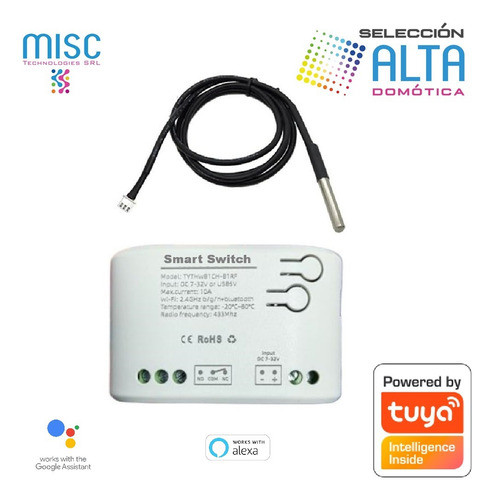 Smart Rele Wifi+rf 1 Canal Con Sensor Temperatura App Tuya 1