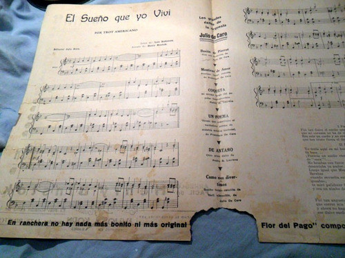 El Sueño Que Yo Vivi, Brown, Binstok, Partitura Fox Trot 1
