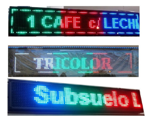 Cartel Led Programable Tricolor 100 X 20 Cm 0
