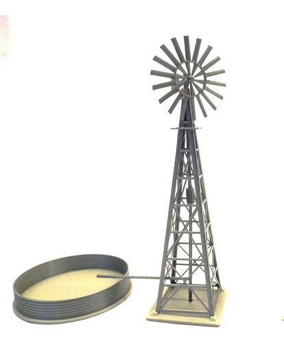 Molino De Viento + Tanque Escala Ho. Maqueta Tren Ho Imp 3d 0