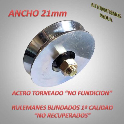 Rueda De Acero Porton Corredizo V 80mm Torneada Rulemanes 1