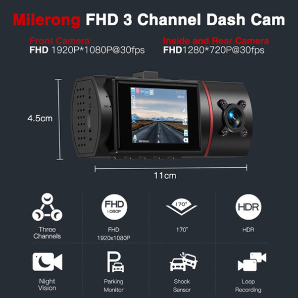 Milerong Camara De Salpicadero Frontal, Trasera E Interior, 1