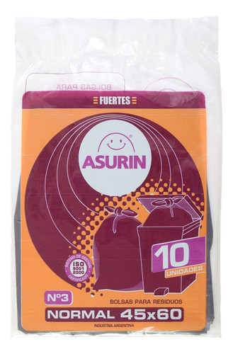 Bolsas Para Residuos Asurin Nro 3 45x60 Cm 10 Unidades 0