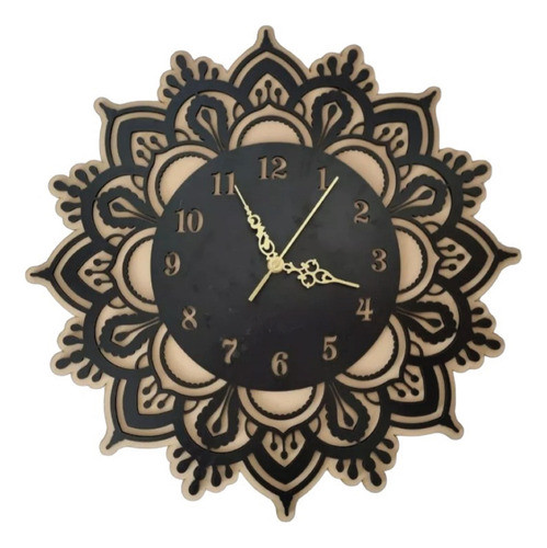 Reloj De Pared Calado En Madera Flor Mandala 0