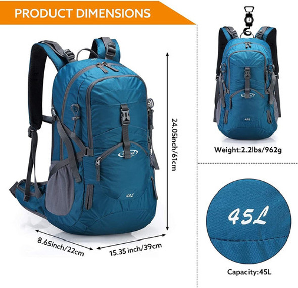 Mochila Azul Senderismo Impermeable 45l G4free 1 Mochila Azul Senderismo Impermeable 45l G4free 1