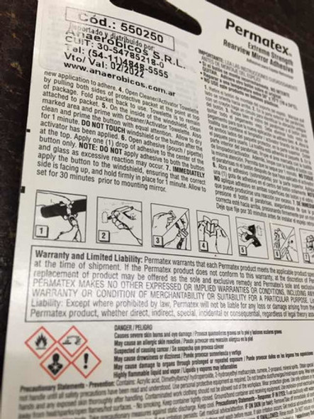 Adhesivo Para Espejo Retrovisor Permatex . ( Benavidez ) 1