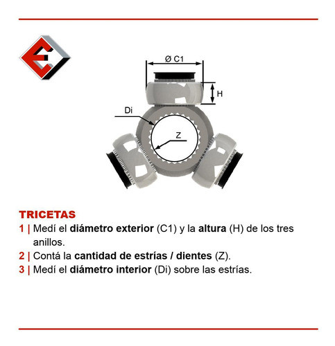 Triceta 3 Cubetas Tipo Anillos Fiat Uno 90/20 1