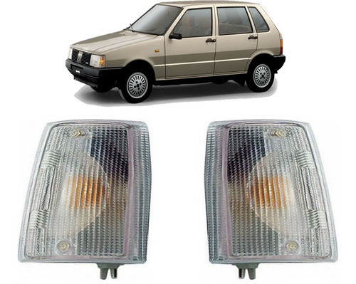 Juego Giros Faros Delanteros Fiat Uno 1989 1990 1991 Cristal 0