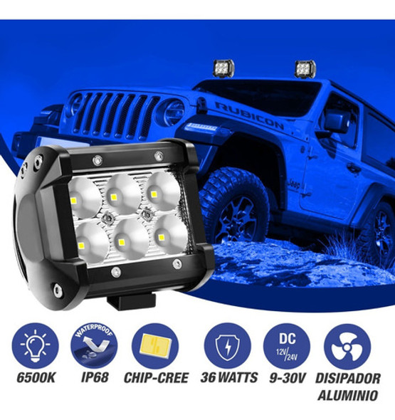 Barra Faro De 6 Led 18w Epistar Auto Moto 4x4 12/24v Premium 1