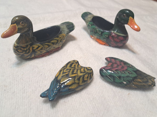 Palilleros O Caroceros De Ceramica Forma De Patos Vintage 1