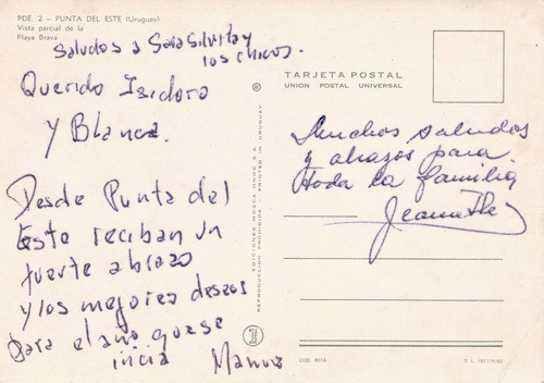 Tarjeta  Postal  Playa  Brava  Punta  Del  Este  Uruguay 1