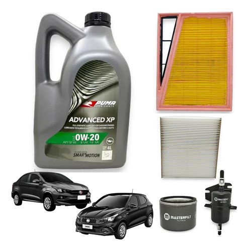 Kit 4 Filtros Argo Cronos 2018 2019 2020 + Aceite Puma 0w20 0