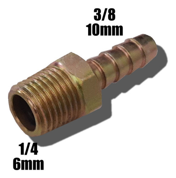 Conector Aire Gas Rosca Macho 1/4  / Manguera 3/8 (10mm) 1