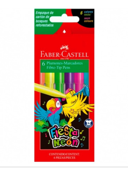 Marcador Fino Faber-castell Neón X 6 Colores 0 Marcador Fino Faber-castell Neón X 6 Colores 0