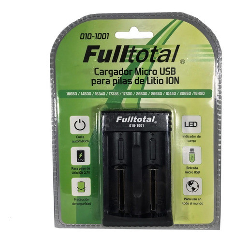 Combo Cargador +1 Baterias Fulltotal Recarg. 18650 1