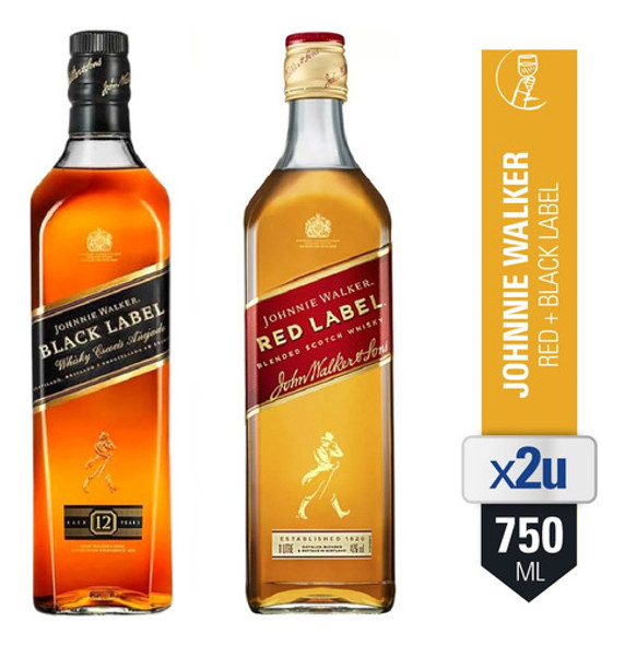 Combo Whiskey Johnnie Walker Red + Black Label X2 Unidades 0
