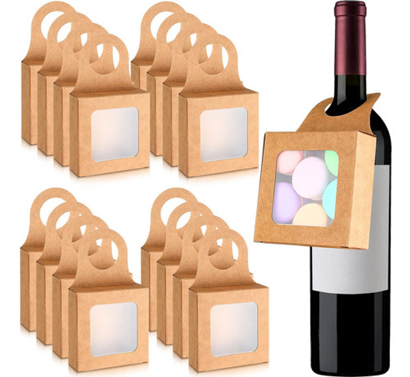 Cajas De Vino Kraft Con Ventana, 25 Unidades, 89 X 89 X 3 Cm 0