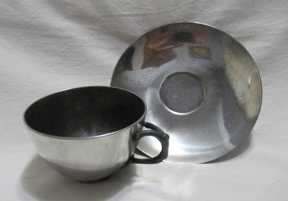 Antig Taza Plato Peltre Med & Plated Reed & Barton 1940 Gilt 1