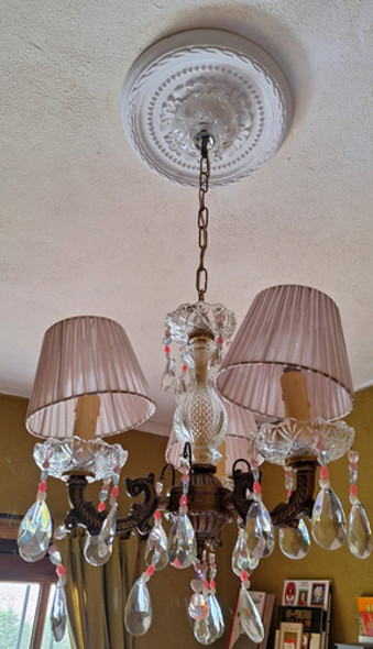 Araña De Bronce Con Caireles + Velador Ideal Hab De Nena 0