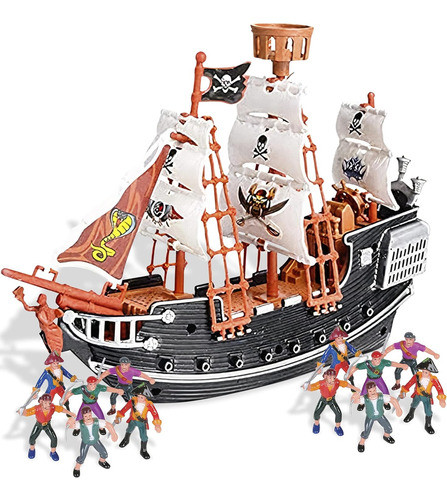 Barco De Pirata 25cm Con Figuras Para Niños De 0