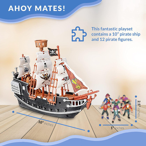 Barco De Pirata 25cm Con Figuras Para Niños De 1
