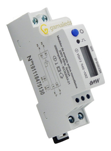 Medidor Monofasico Luz Consumo Kwh Riel Din Baw 1