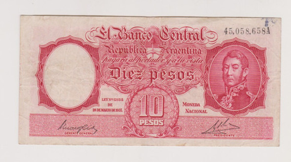 Billete Argentina 10 $ Bottero 1933 Año 1946 Bueno 0