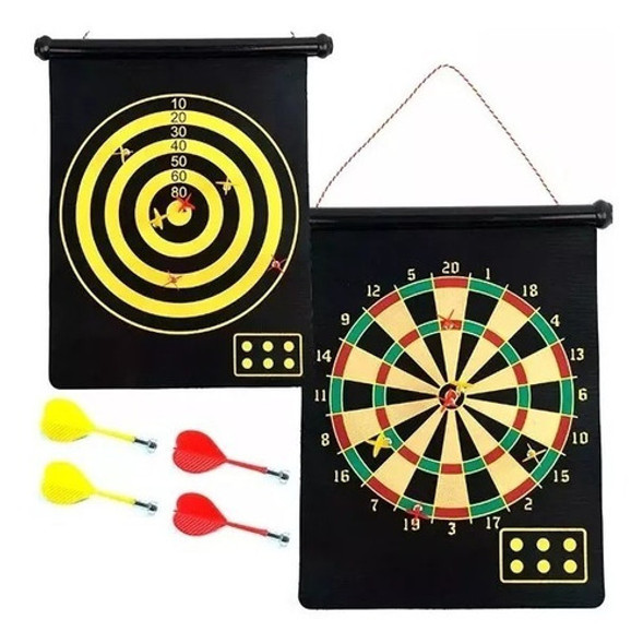 Juego De Dardos Magneticos X4 Tablero 36 X 31 Cm Reversible 0