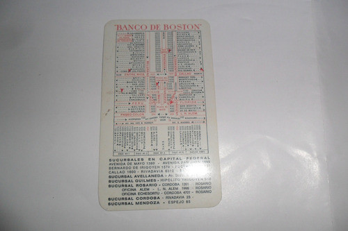 Banco De Boston Sucursal Buenos Aires Almanaque 1980 Calenda 1