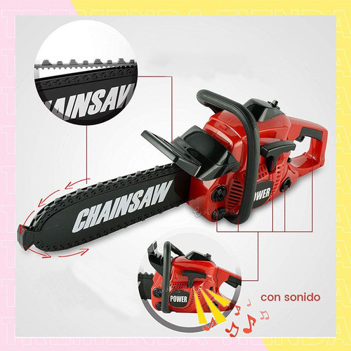 Motosierra De Juguete Electrica Juego Con Sonido Color Rojo 1