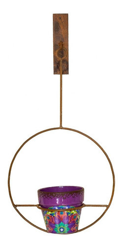 Circulo Aro Portamaceta Chico Colgante De Hierro Diametro 13 0