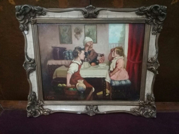 Óleo Sobre Tabla De A.r.ponti. Marco Francés 1