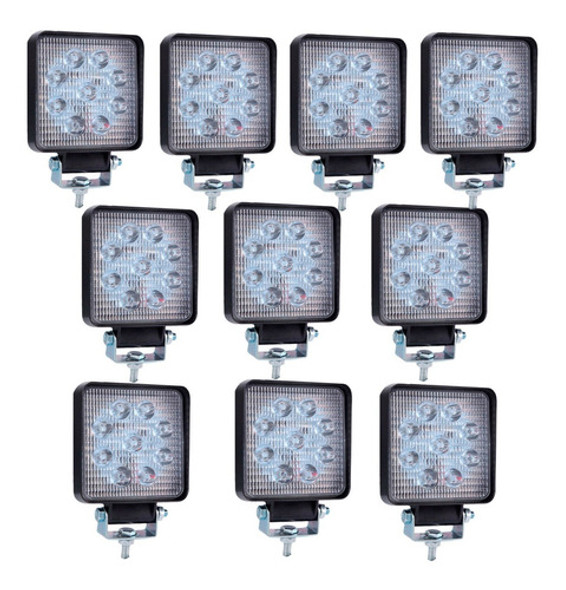 Kit 10 Faros 9 Leds Accesorio Universal Cosechadora Tractor 0
