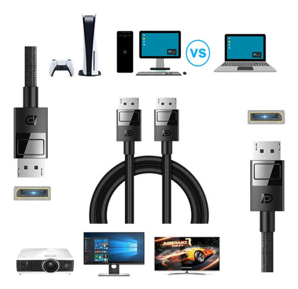 Cable Displayport 1.4 Uhd 8k @60hz / 4k @144hz 3d 1.5 Mteros 1