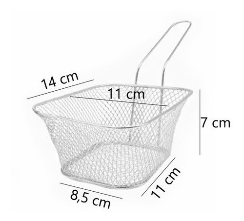 Canasta Para Servir Papas Freidora Metal Plateado Mango 1