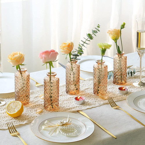 ~? Comsaf Glass Bud Vases Set De 6, Pequeños Jarrones De Dia 1