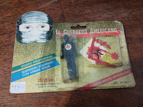 Antiguo Juguete Figura El Guerrero Americano Con Cartón 0
